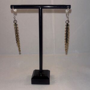 Hand Crafted Gold and Black Dangle Earrings